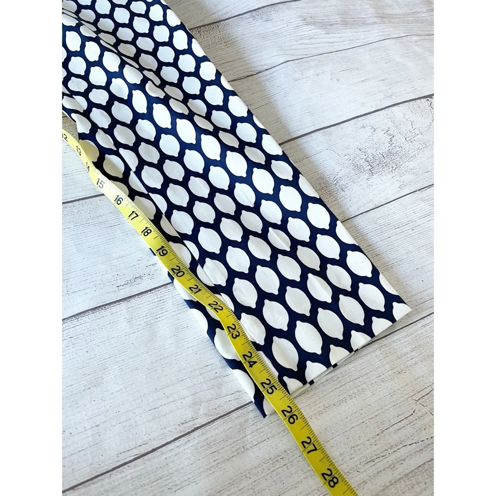 Kate Spade Jackie Lemon 🍋 print navy/white cropped pants sz 4 NWOT